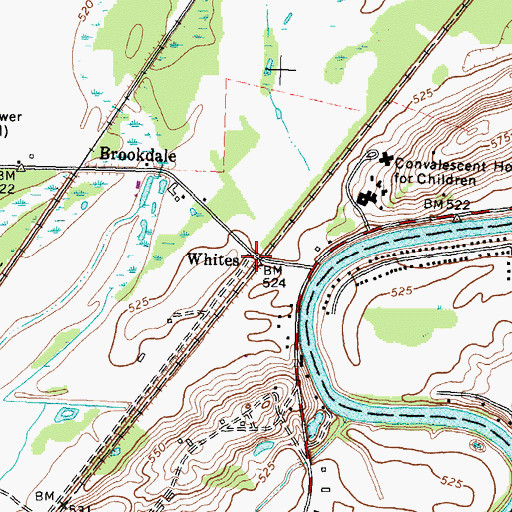 Topographic Map of Whites, NY