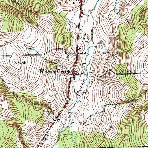 Topographic Map of Wilson Creek, NY