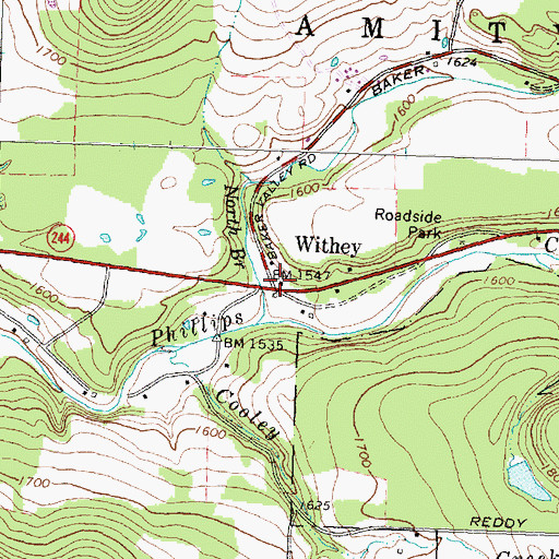 Topographic Map of Withey, NY