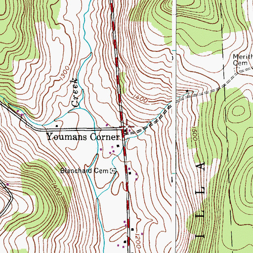 Topographic Map of Youmans Corner, NY