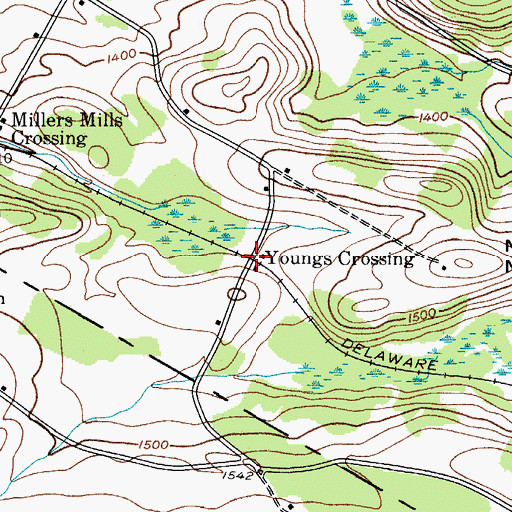 Topographic Map of Youngs Crossing, NY