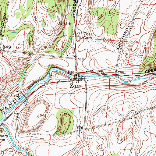 Topographic Map of Zoar, NY