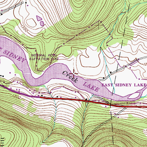 Topographic Map of East Sidney Lake, NY