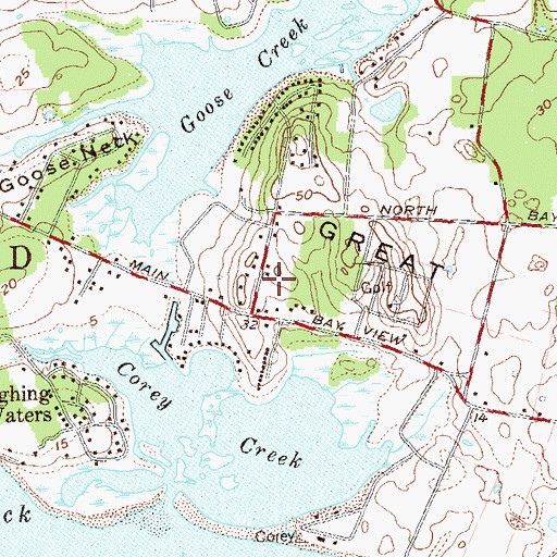 Topographic Map of Bay View, NY