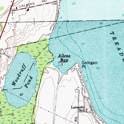 Topographic Map of Allens Bay, NY