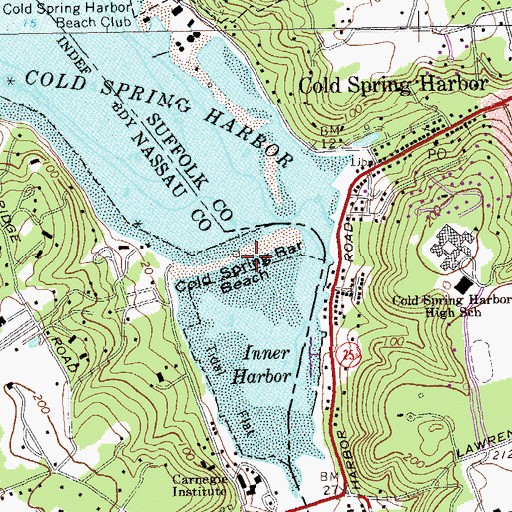Topographic Map of Cold Spring Beach, NY