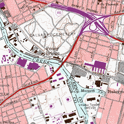 Topographic Map of Kosciusko Bridge, NY
