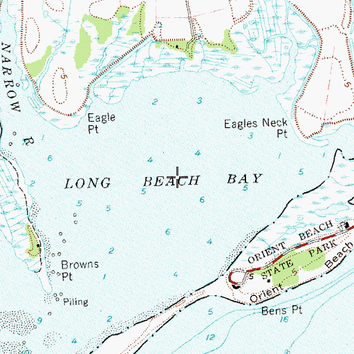Topographic Map of Long Beach Bay, NY