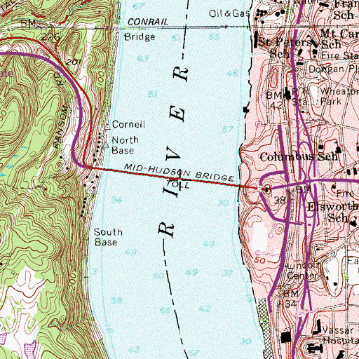 Topographic Map of Mid-Hudson Bridge, NY