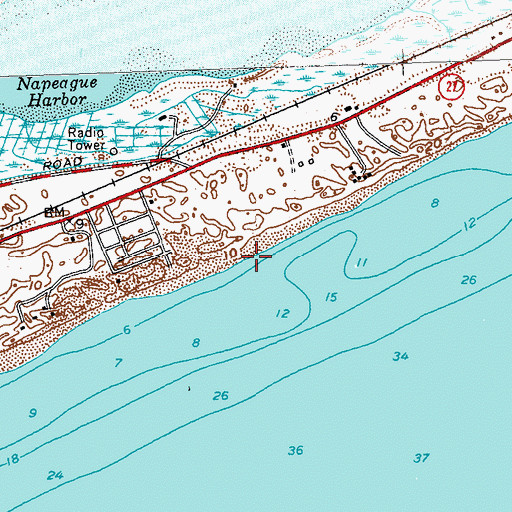 Topographic Map of Napeague Beach, NY