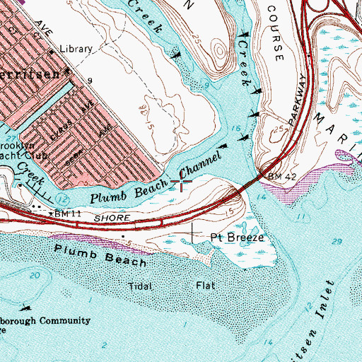 Topographic Map of Plumb Beach Channel, NY