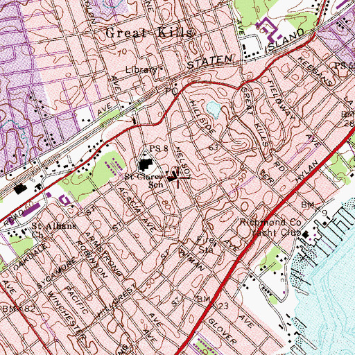 Topographic Map of Saint Cares School, NY