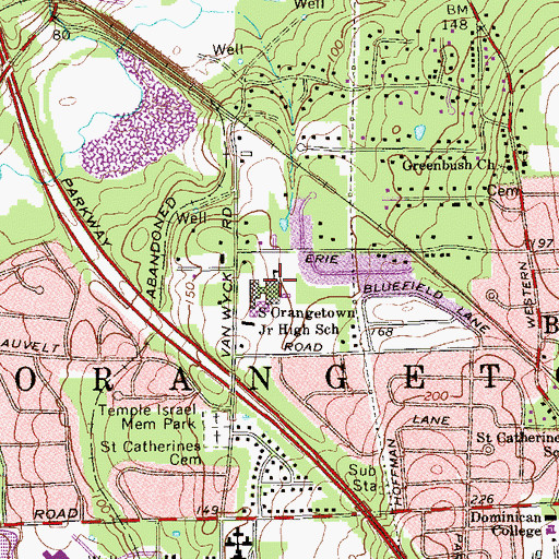 Topographic Map of South Orangetown Middle School, NY
