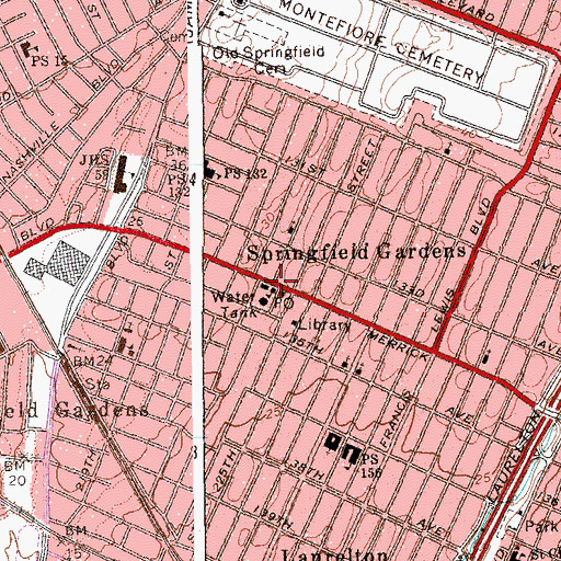 Topographic Map of Springfield Gardens, NY