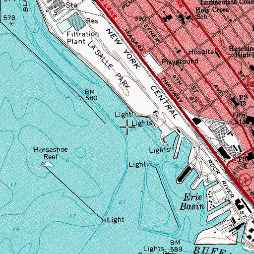 Topographic Map of Black Rock Canal Entrance Channel, NY