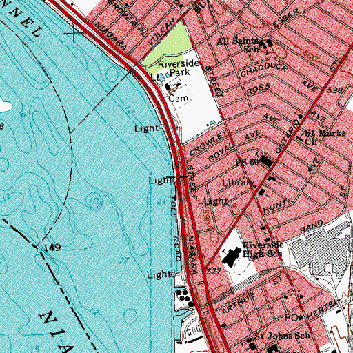 Topographic Map of Strawberry Island Lower Cut Range Light, NY