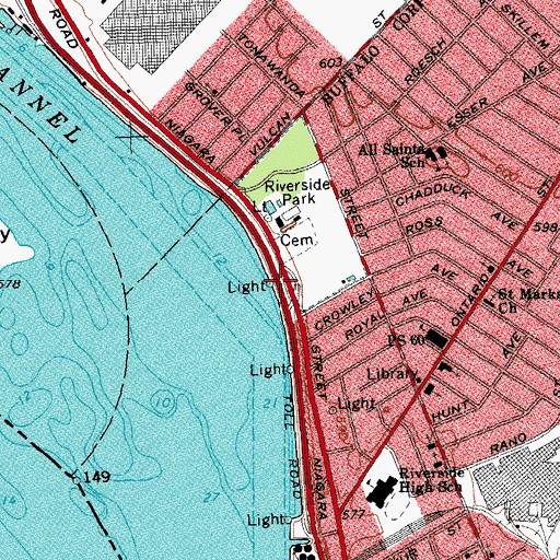 Topographic Map of Strawberry Island Upper Cut Range Light, NY