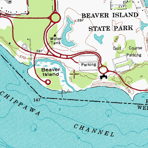 Topographic Map of Beaver Island State Park Marina, NY