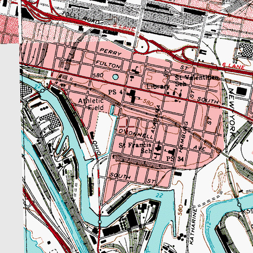 Topographic Map of RCR Yacht Marina, NY