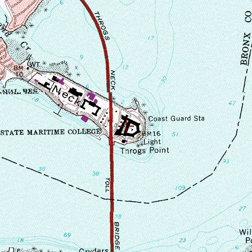 Topographic Map of State University of New York Maritime College, NY