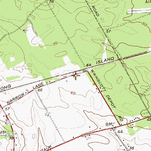 Topographic Map of Wainscott Station, NY