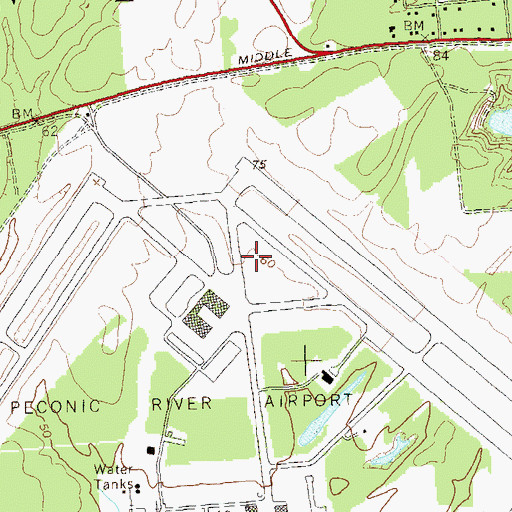 Topographic Map of Calverton Executive Airpark, NY