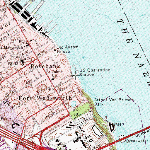 Topographic Map of United States Quarantine Station, NY