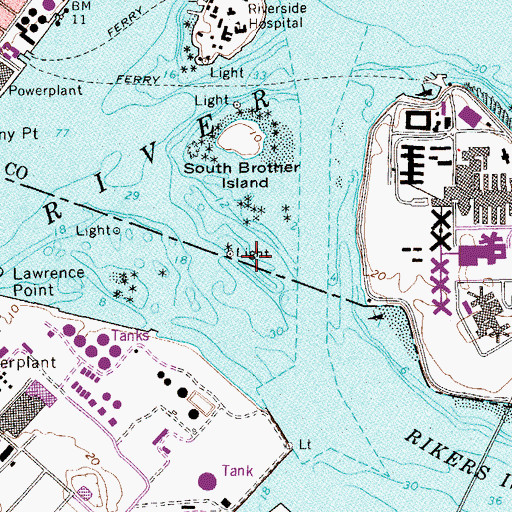 Topographic Map of South Brother Island Ledge, NY