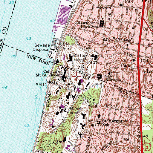 Topographic Map of Mount Saint Vincent, NY