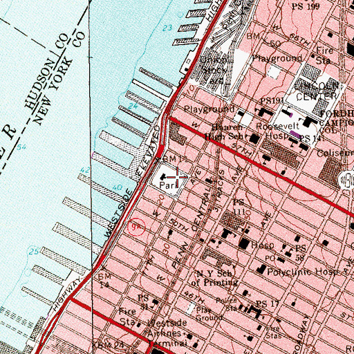 Topographic Map of DeWitt Clinton Park, NY