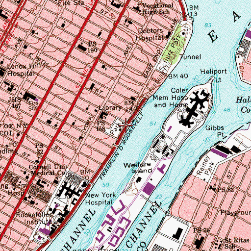Topographic Map of John Jay Park, NY