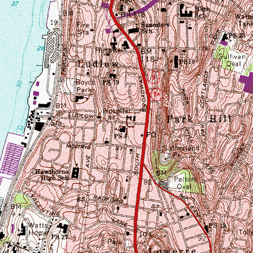 Topographic Map of Public School 3, NY