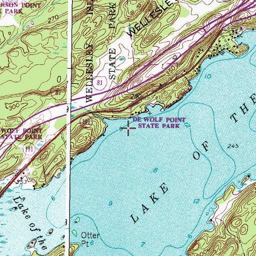Topographic Map of De Wolf Point, NY