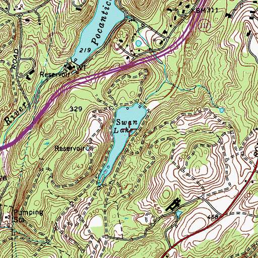 Topographic Map of Swan Lake, NY