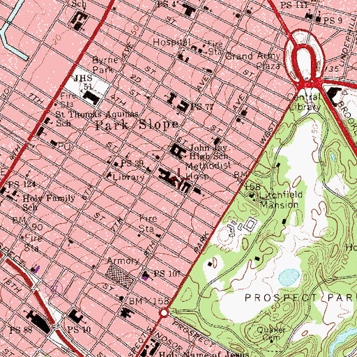 Topographic Map of New York Methodist Hospital, NY