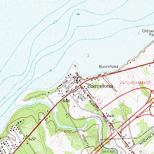Topographic Map of Montoes Marina, NY
