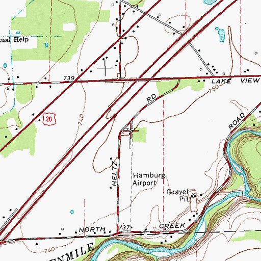 Topographic Map of Hamburg Inc Airport, NY