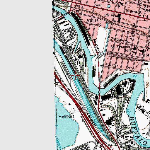 Topographic Map of Buffalo Ship Canal, NY
