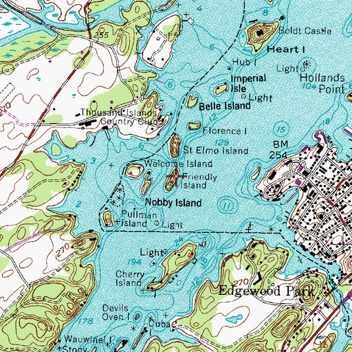 Topographic Map of Friendly Island, NY