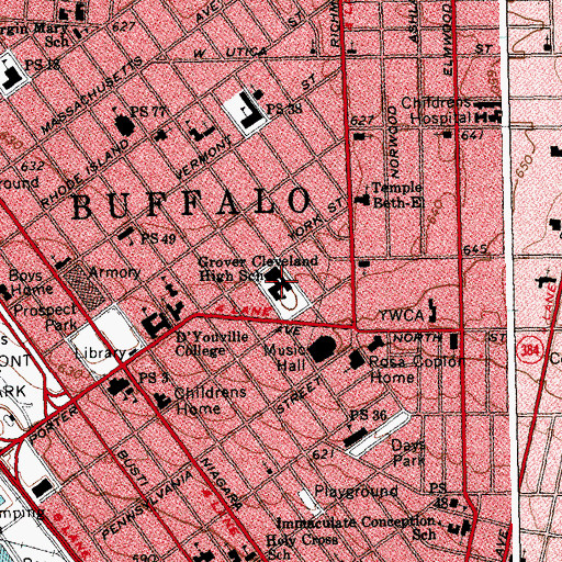 Topographic Map of Grover Cleveland Intermediate Preparatory School, NY
