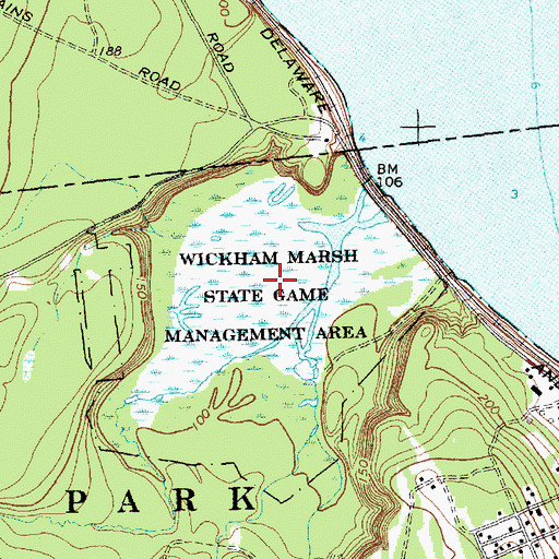 Topographic Map of Wickham Marsh State Game Management Area, NY