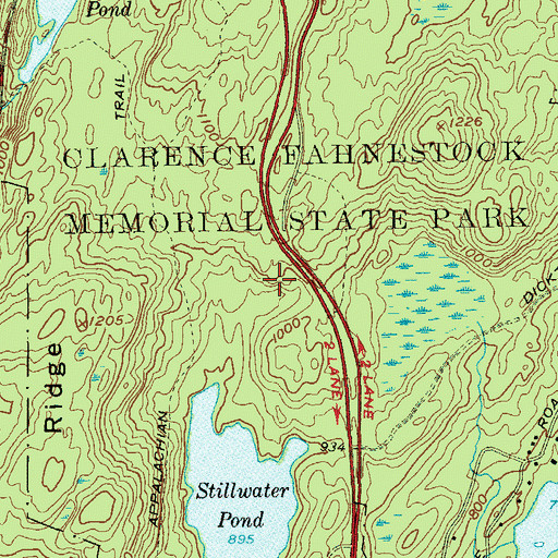 Topographic Map of Clarence Fahnestock Memorial State Park, NY