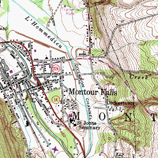 Topographic Map of Diversion Channel, NY