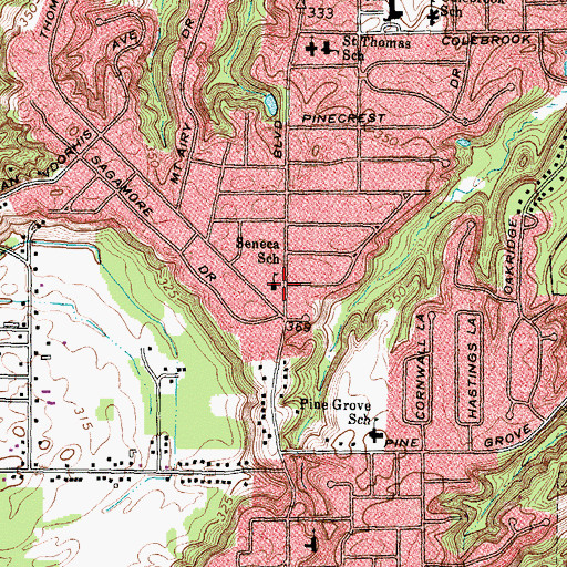 Topographic Map of Seneca School, NY