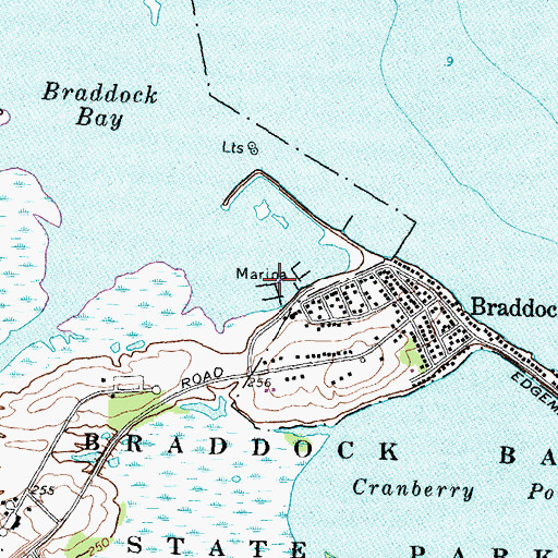 Topographic Map of Braddock Bay Marina, NY