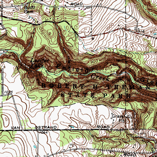 Topographic Map of Robert H Treman State park, NY