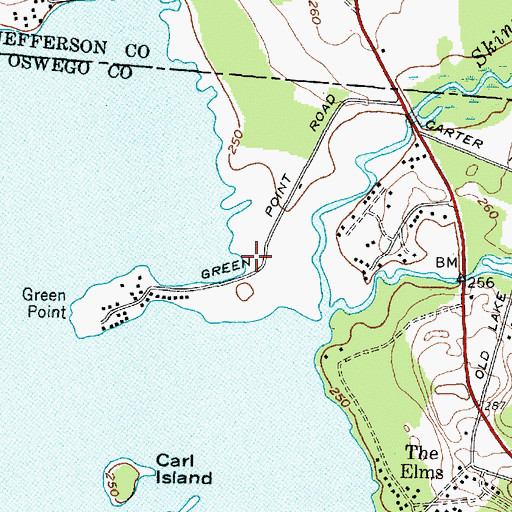 Topographic Map of Greene Point Marina, NY