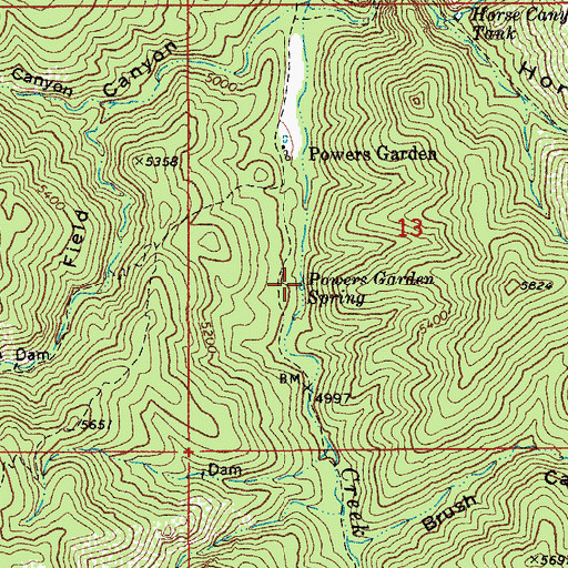 Topographic Map of Powers Garden Spring, AZ