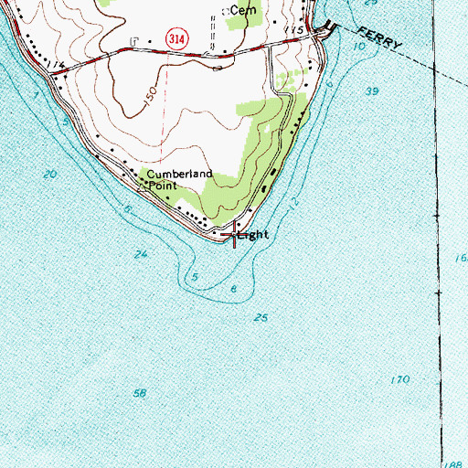 Topographic Map of Cumberland Head Light, NY