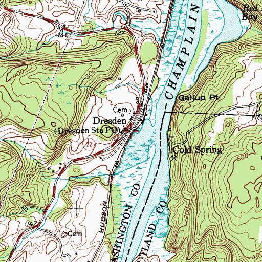 Topographic Map of Dresden Station Post Office, NY